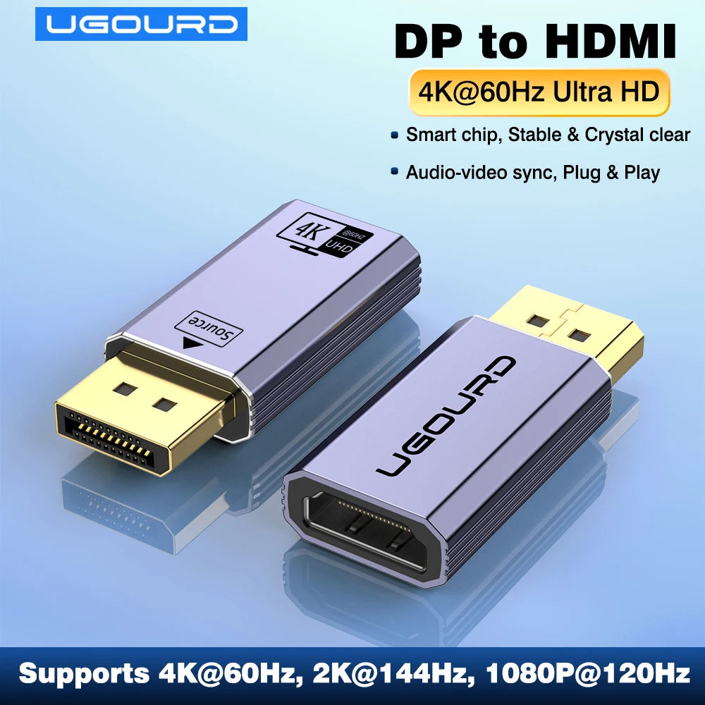 UGOURD New 4K 60Hz DP to HDMI Adapter Cable DisplayPort 1.2 
