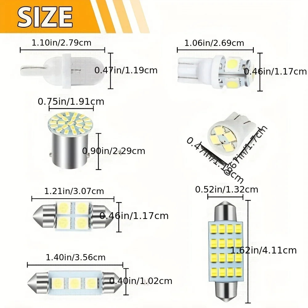 42Pcs LED Car Interior Lights T10 6000K SMD LED Replacement 