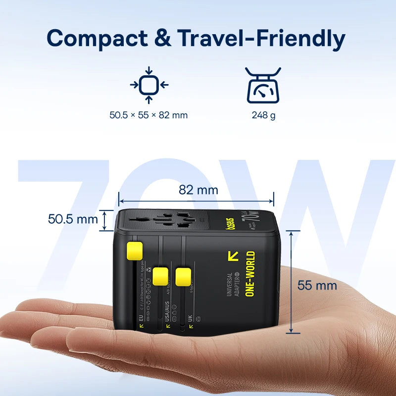 Baseus GaN Charger Universal Travel Adapter Built in 70W Ret