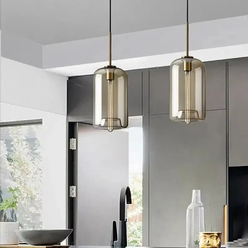 Nordic LED High quality glass pendant light Gold coloured he