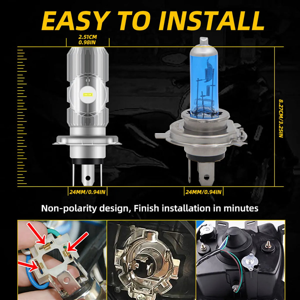 1x H4 BA20D High Quality LED Moto H6 Motorcycle Headlight Bu