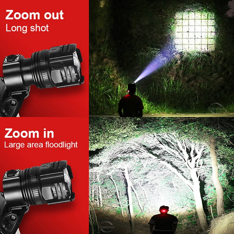 2024 XHP360 Super Powerful LED Headlamp 36 Core 18650 USB Re