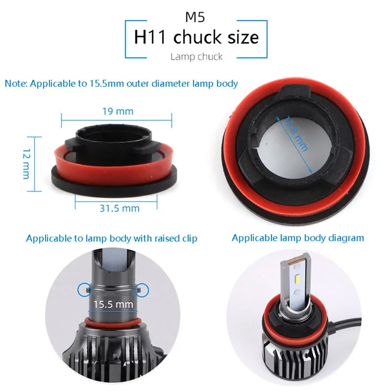 2Pcs Car LED Headlight Bulb Base Adapter Socket Holder 9006-HB4/9005-HB3/H11/H7/H4/H3/H1 Head Lamp Retainer Holder Clips