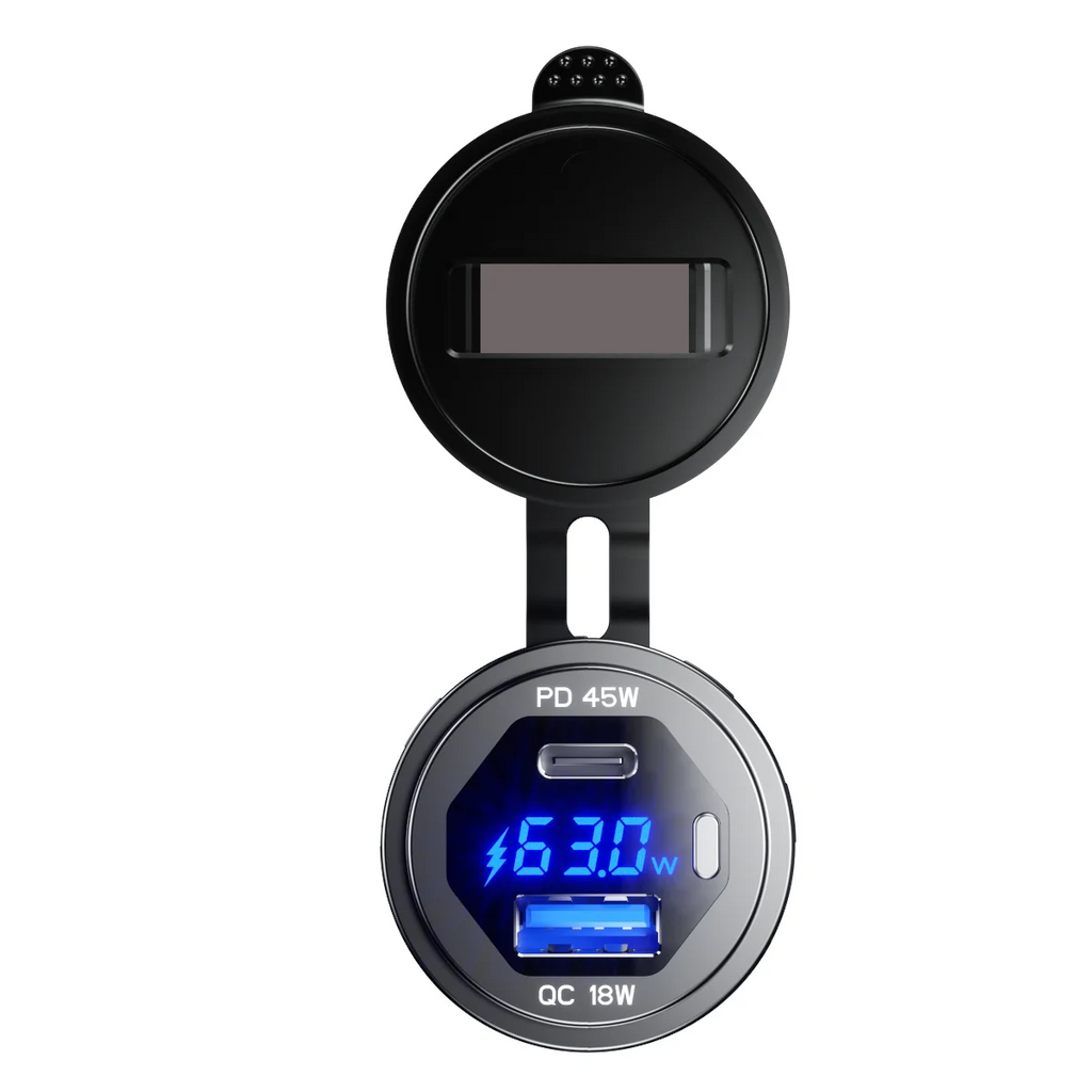 45W Type-C PD QC3.0 USB Car Charger Socket 12V 24V Fast Char