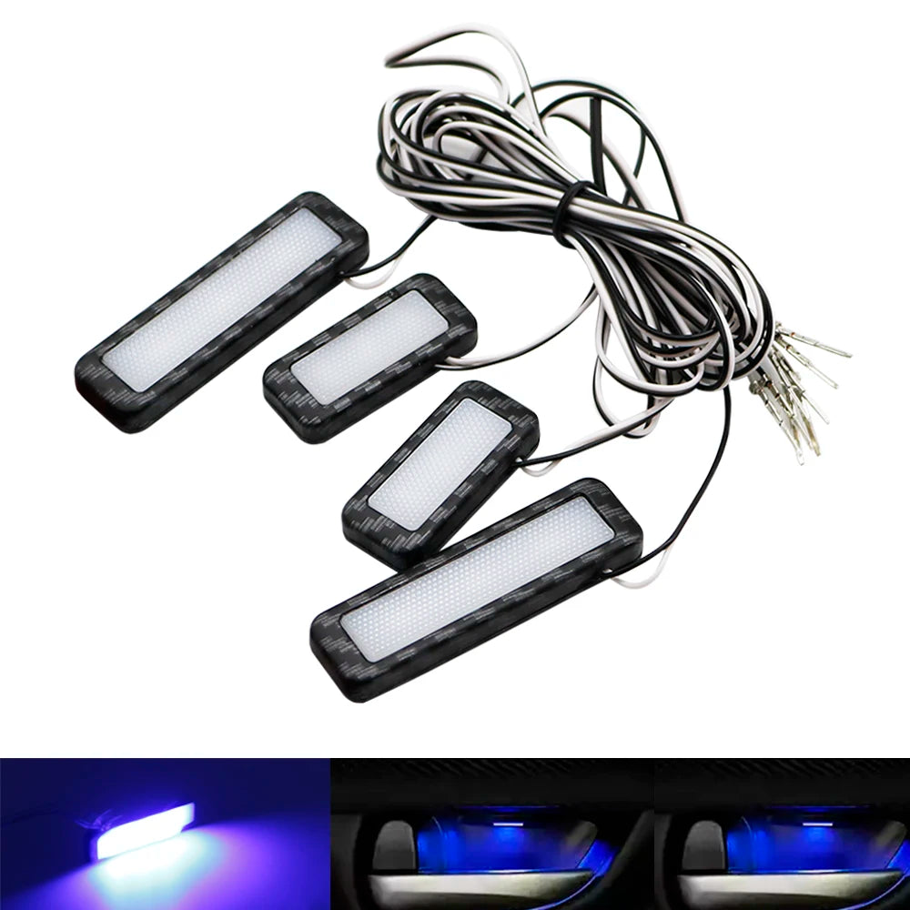 4Pcs Armrest Interior Door Handle Lighting Car Styling LED Car Inner Bowl Light Universal Auto Atmosphere Lamp Decorative Light