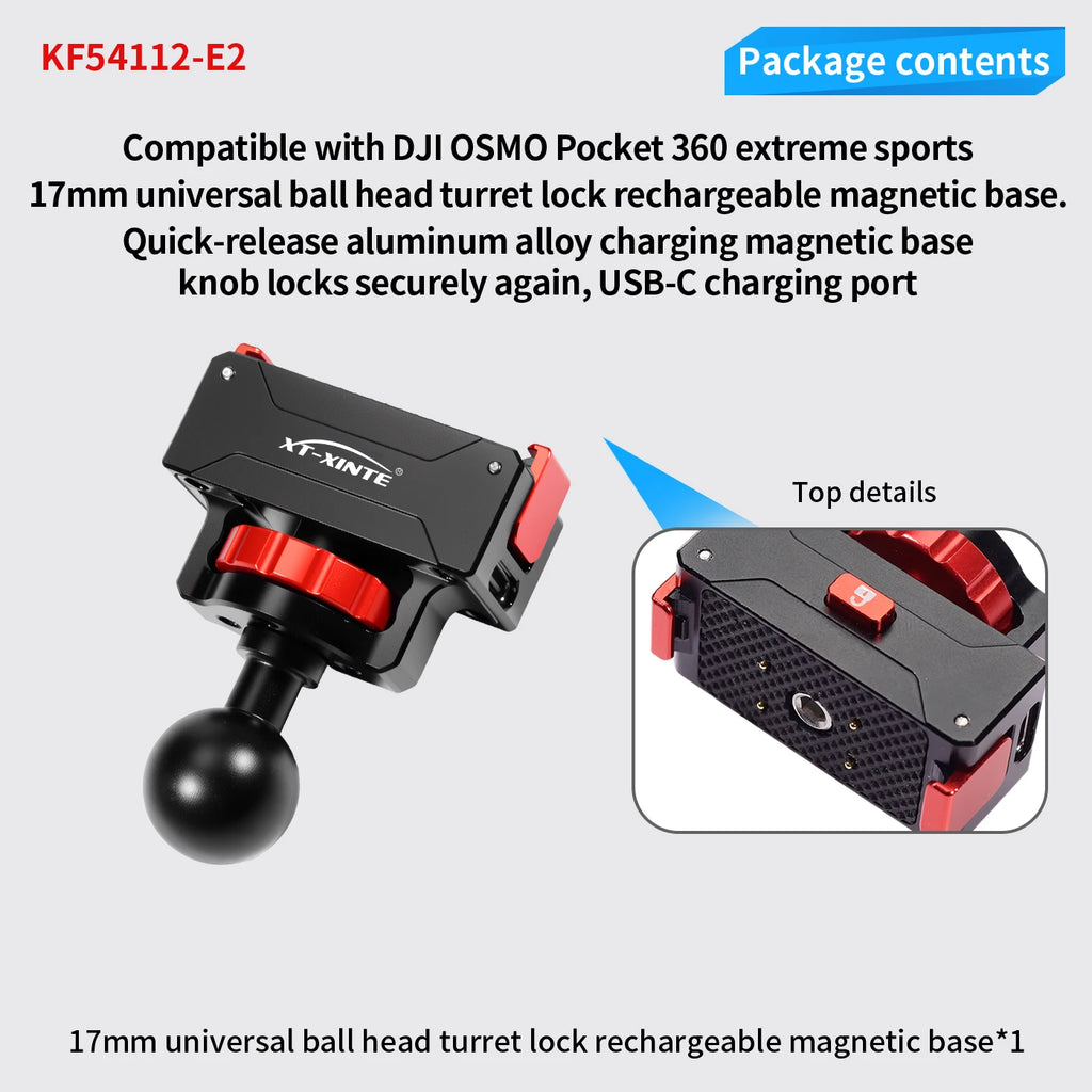 Quick Release Magnetic Mount for DJI Osmo 360 Action Camera Charging Base USB C Port 1/4 Tripod Selfie Stick Motorcycle Holder
