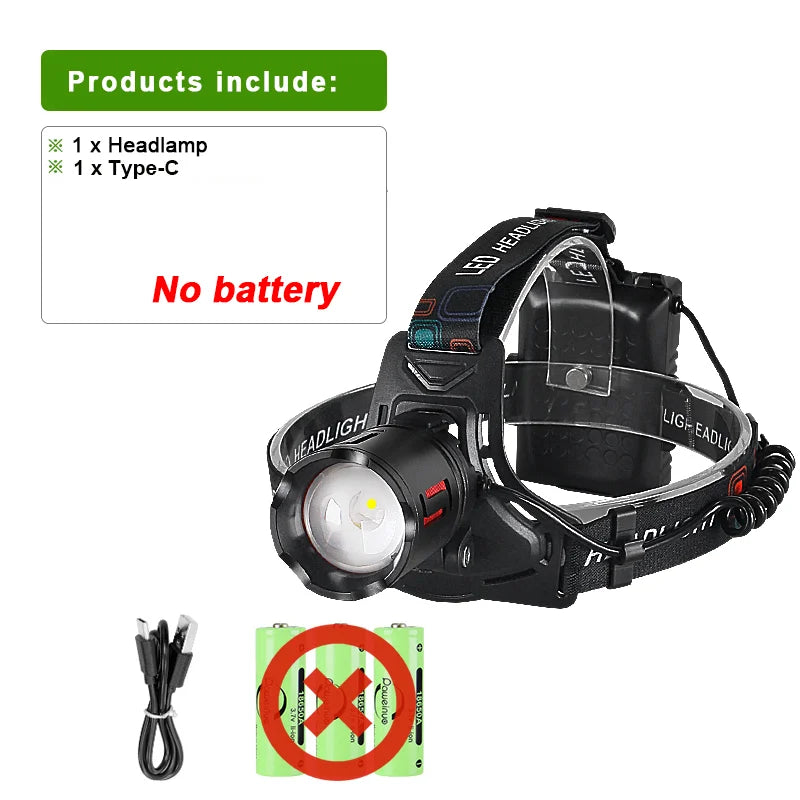 2026 New High Power 1200W LED Headlight 990000000LM Zoom Waterproof Headlamp Super Bright Outdoor Camping Work Hunting Lantern