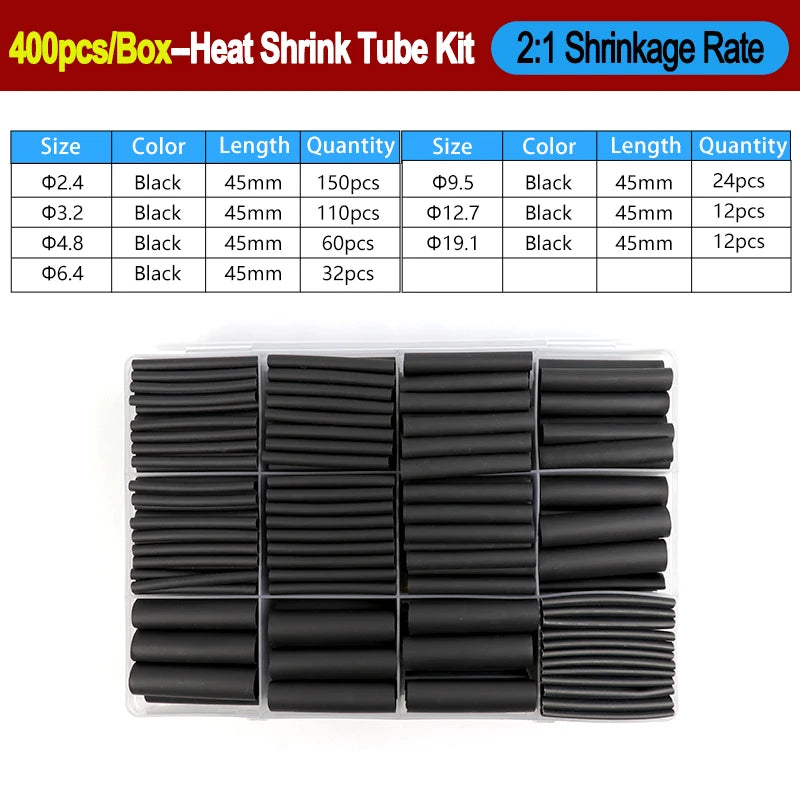 2 1/ 3 1/4 1 Heat Shrink Tube Set 73 900pcs Shrinkage Tubing Kit Cable Repair Protecter Wire Insulation Thermoresistant Sleeving