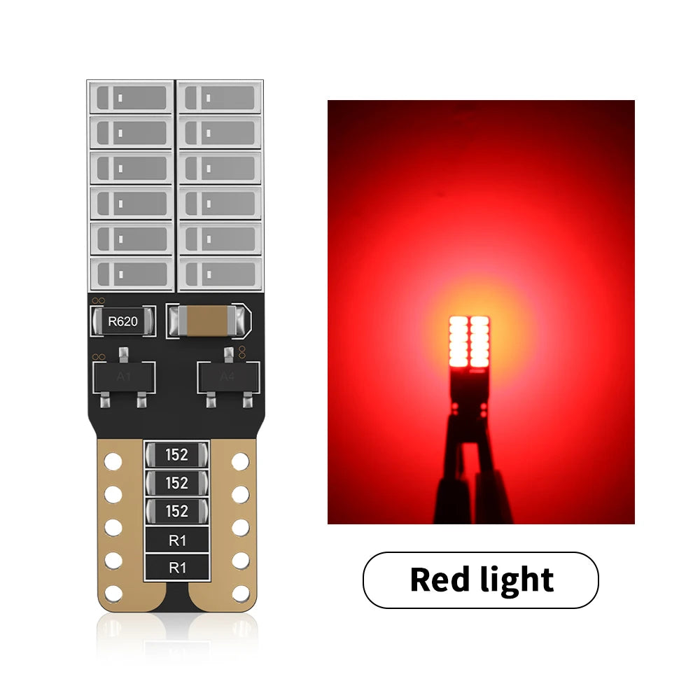 2PCS Original W5W T10 Car Led Bulb Canbus Interior Dome Lights 194 168 Amber Green Red Ice Blue Trunk Lamp 12V DC 3W 6000k White