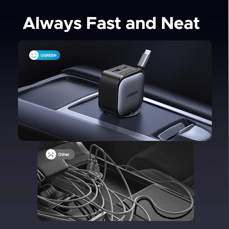 UGREEN 145W 90W 60W Car Charger 3 USB-C & 1 USB-A Ports PD Q