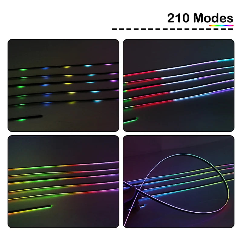 Full Color Streamer Car Ambient Lights RGB 64 Color Universa