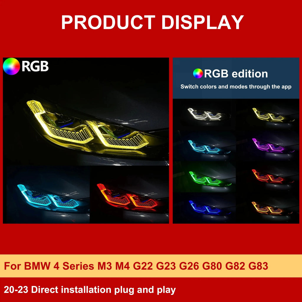 Headlight Upgrade Set with RGB DRL APP Control LED Module Perfect Fit for G22 G23 G26 2021 2025 for BMW G23