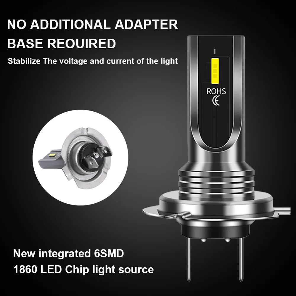 2pcs 12V-24V 6SMD H7 LED Headlight Mini Bulb Hi/Low Bulbs Be
