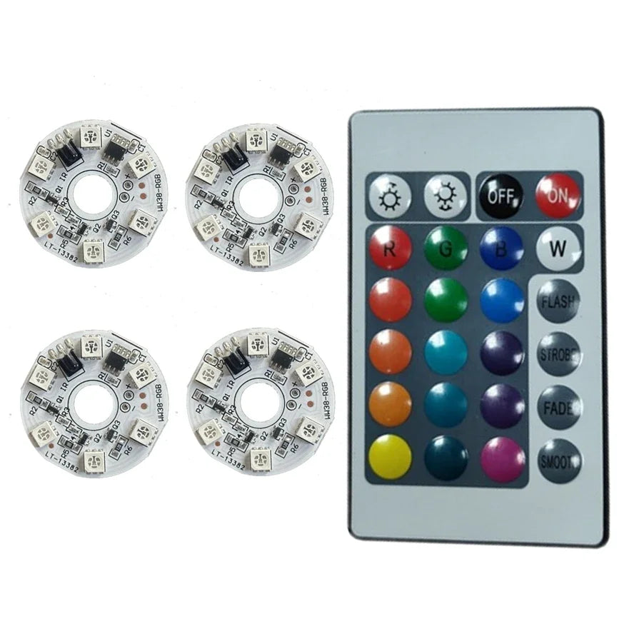 10 1PCS 5V RGB LED Lights Plate Linkage Control Colorful Source Wireless Remote Car Interior Ambient Light LED Beads COB Chip
