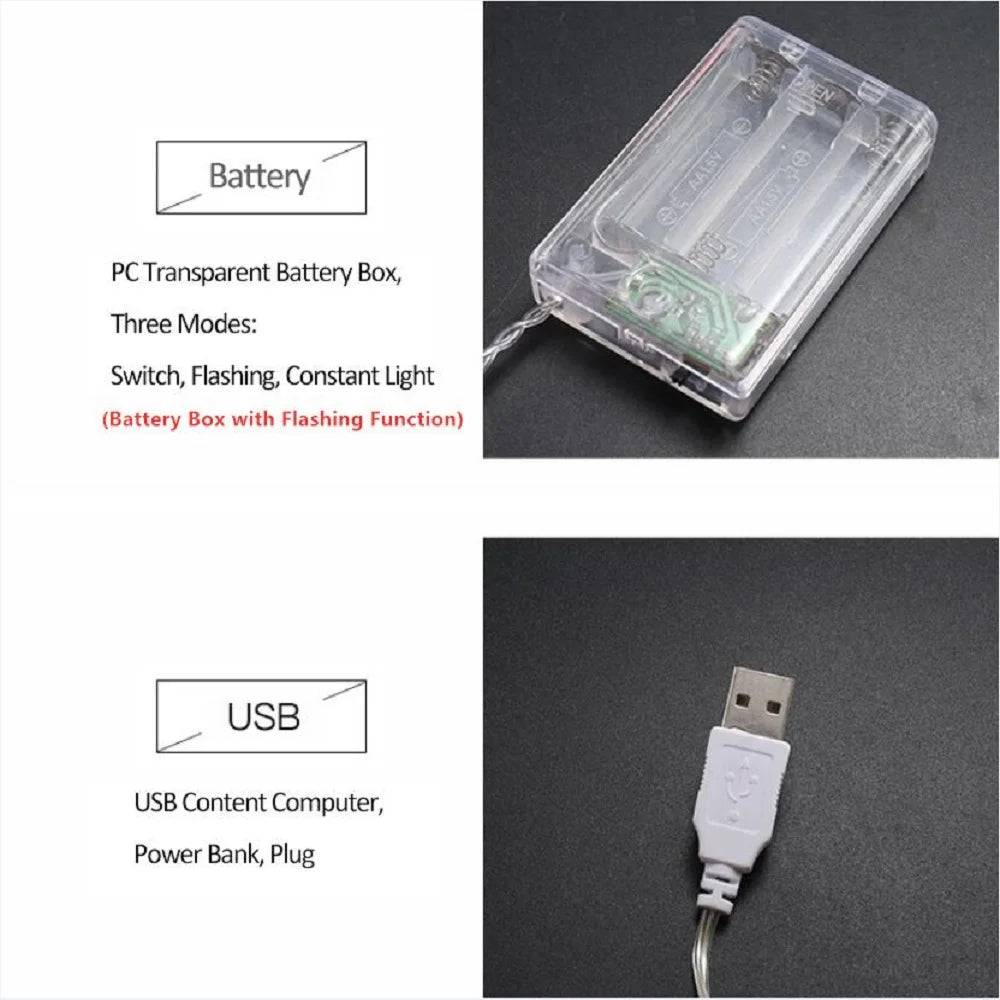 3M 6M 11M Crystal ball LED String Fairy Lights USB/Battery P