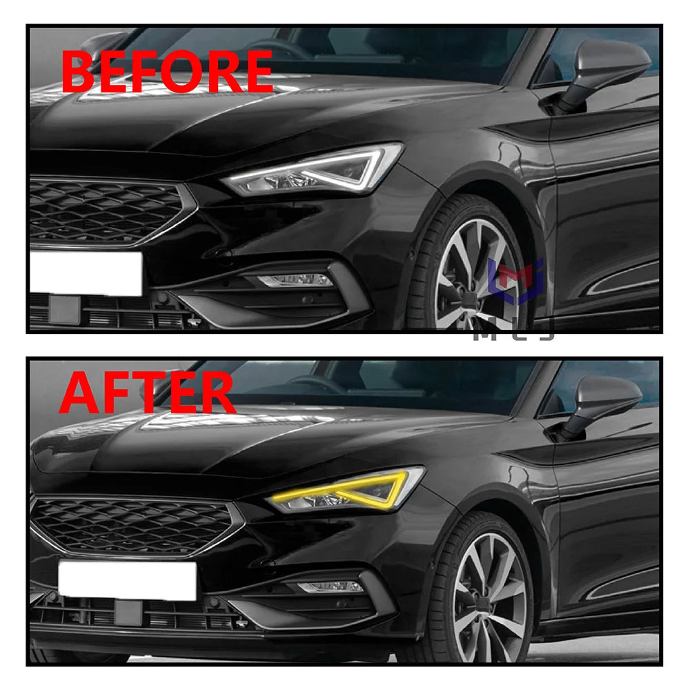 Angel Eye LED DRL Light Guide Strip Tube PCB Chip Board Daytime Running Light For SEAT Leon 2021-2023 Car