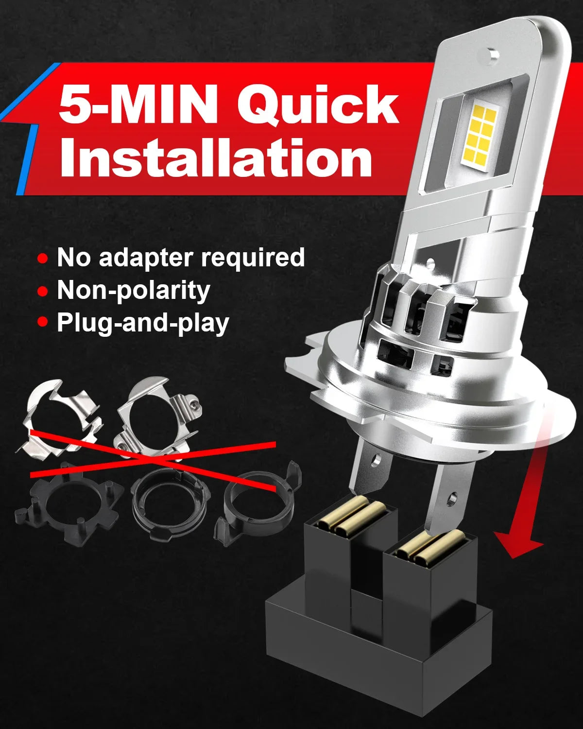 OUSHI 2x High Power H7 Led Headlight Canbus H18 Car Bulb 600