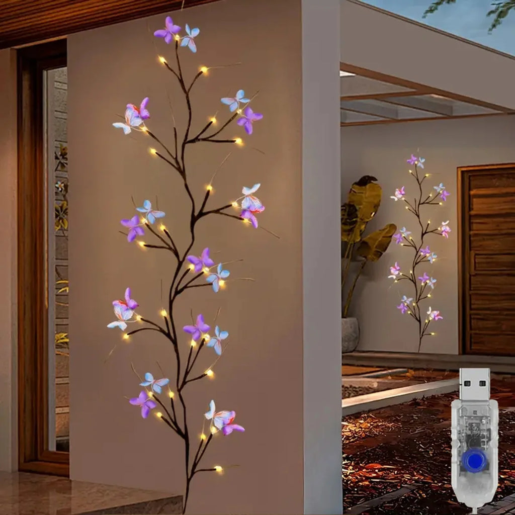 1pc 30LED Enchanted Willow Vine Light With Butterfly USB Pow