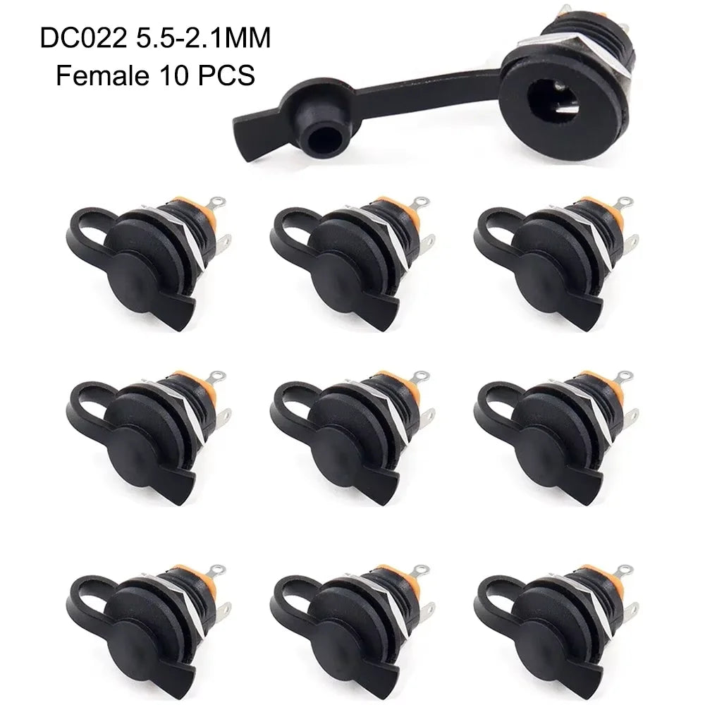10 Pack DC022 B Power Jack Panel Mount Connector DC 5.5mm x 2.1 DC 5.5mm x2.5mm Female Solder Type Power Jack Socket