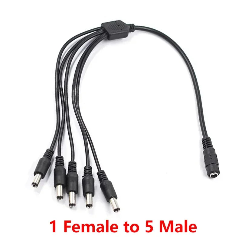 5.5x 2.1mm 1 to 2/3/4/5/6/8 Way DC Power Splitter Cable 5V 12V 24V Power Adapter Connector Cord for LED Strip Lights CCTV Camera