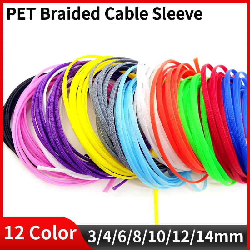 PET Expandable Cable Sleeve 3/4/6/8/10/12/14mm Tight Braided