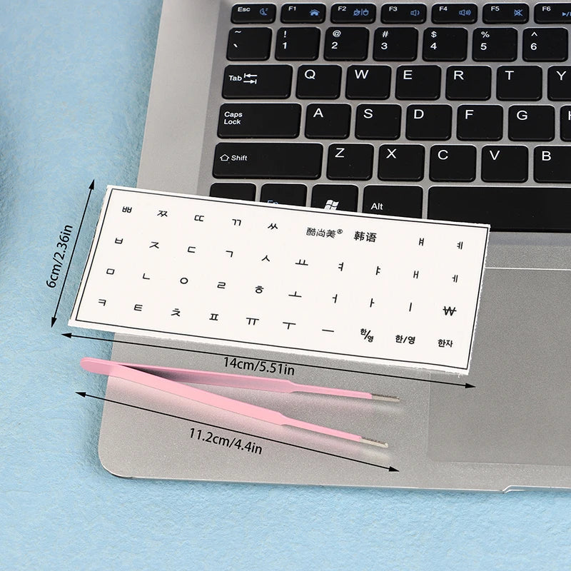 Korean German Transparent Tear Off Keyboard Stickers Universal Laptop Desktop Single Film Engraved Keycap Replacement Sticker