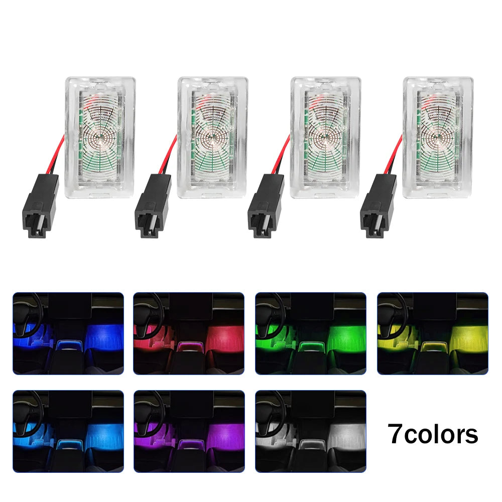 2PCS / 4PCS LED Footwell Light 18 Modes For Tesla Model 3 Model Y S X LED Car Atmosphere Lamp Footwell Lamp Interior Accessories