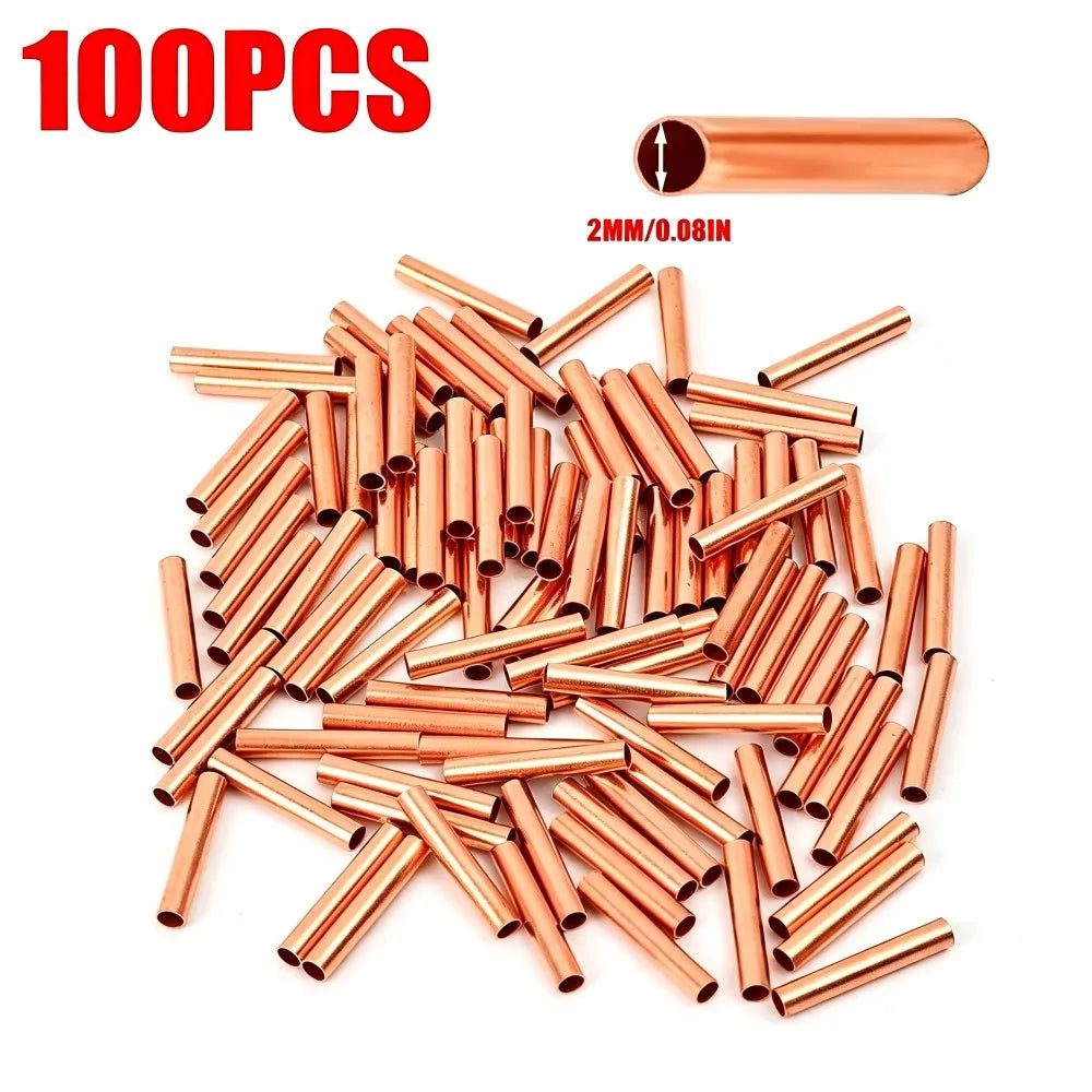 500/100 Pcs Copper Ring Terminals Wire Crimp Connectors Bare Cable Battery Terminals Soldered Connectors for Electrical Wiring