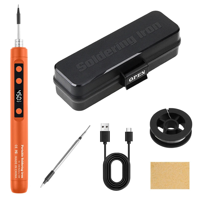 USB Soldering Iron Mini Small Soldering Iron Set Portable Household Type-C Interface 800mAh Battery Adjustable Temperature