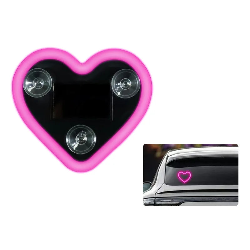 Universal Car Solar Heart-shaped Light Car Window LED Peach 