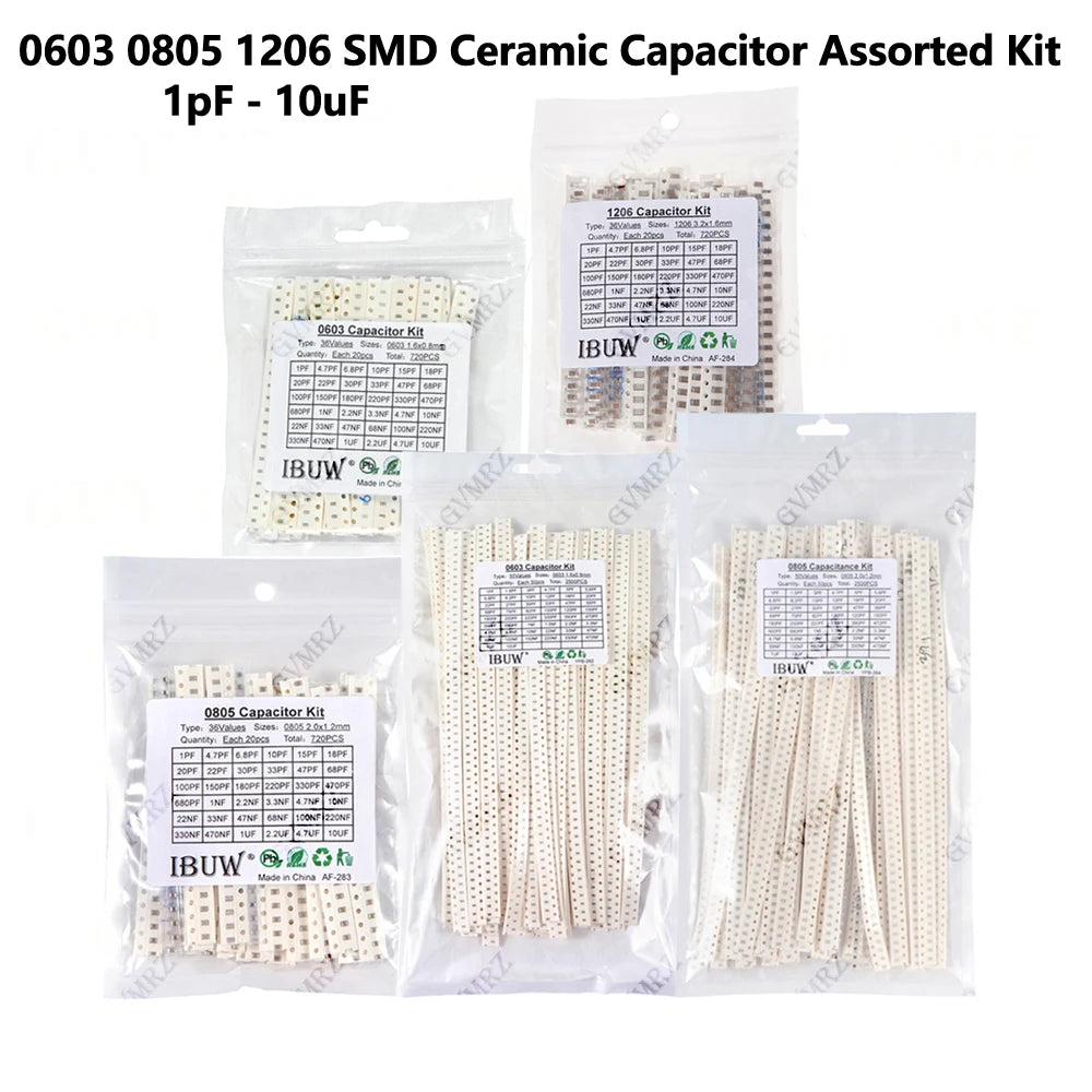 0402 0603 0805 1206 SMD Ceramic Capacitor Assorted Kit 1pF -