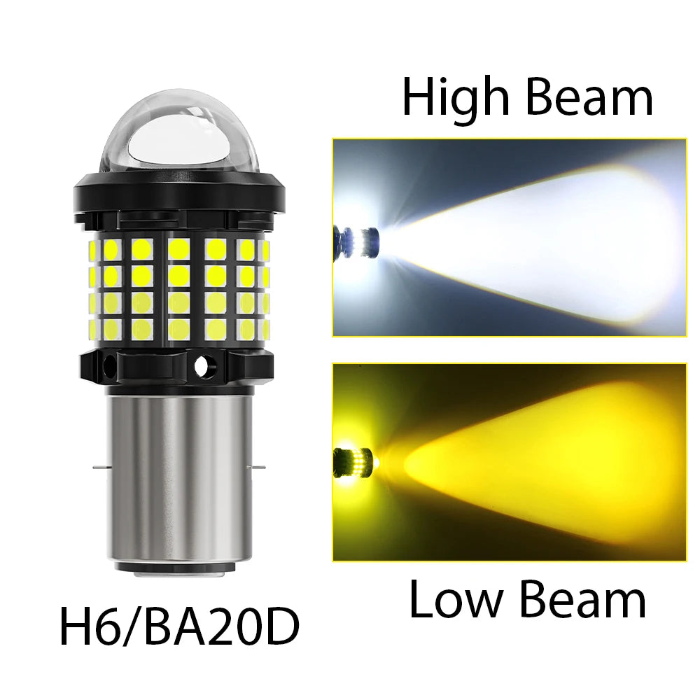 Oprah H4 LED H6 BA20D Motorcycle Headlight Bulb CSP Projector Lens White Yellow Hi/Lo Beam Lamp For Moto Scooter Accessories 12V