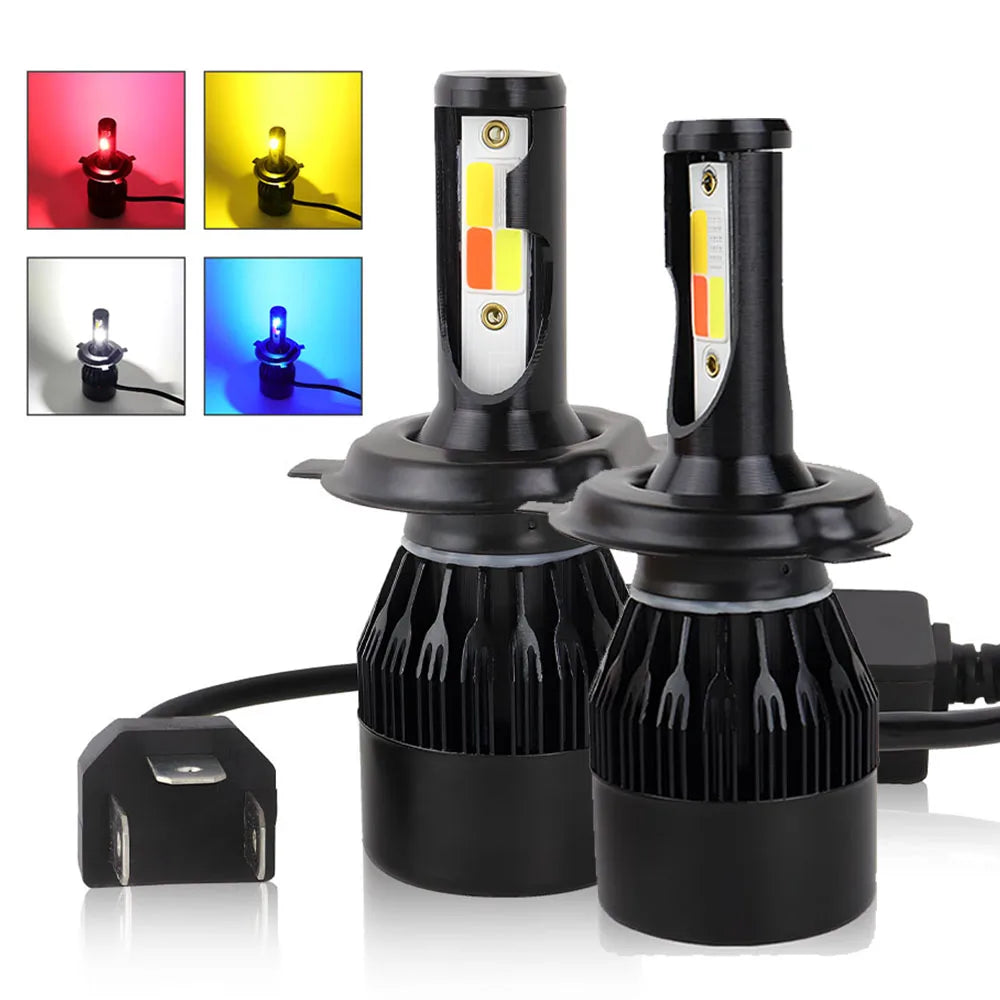 H4 LED 4 Color Flash Headlight H1 H7 LED Projector H8 H11 HB