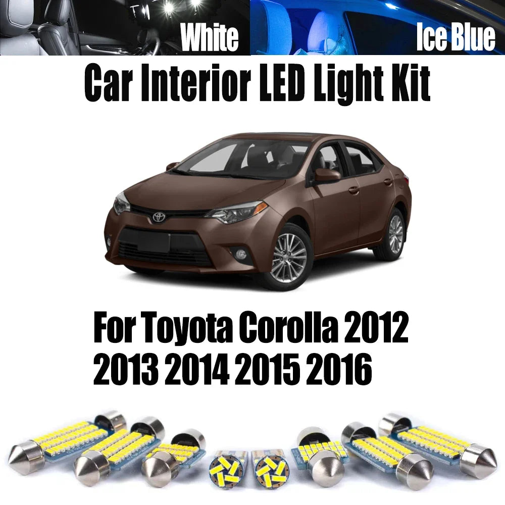 9-Piece LED Interior Light Kit for Toyota Corolla - Canbus Error-Free Interior Bulbs