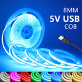 5V COB LED Strip High Density 320LEDs/m USB LED Light Red Gr