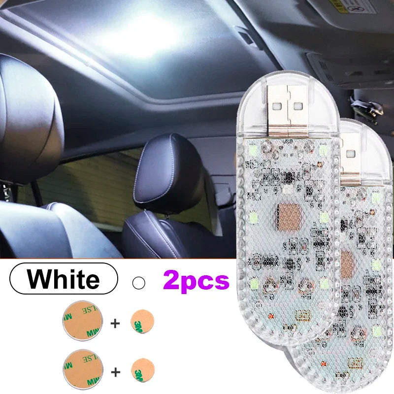 1/2X LED Touch Light Mini Wireless Car Interior Lighting Auto Roof Ceiling Reading Lamp for Door Foot Trunk Storage Box Charger
