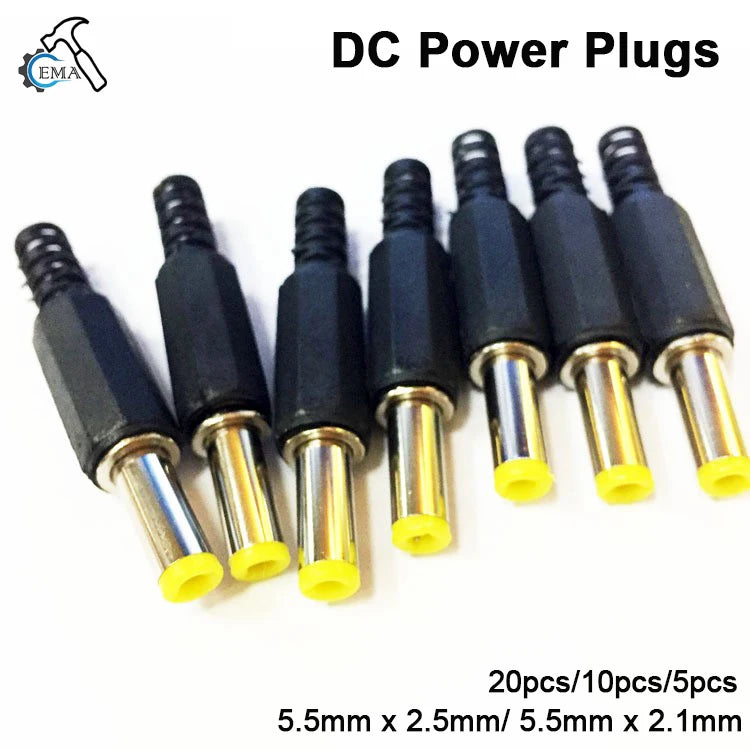 20pcs/10pcs/5pcs 5.5mm X 2.5mm / 5.5mm X 2.1mm DC Power Plug