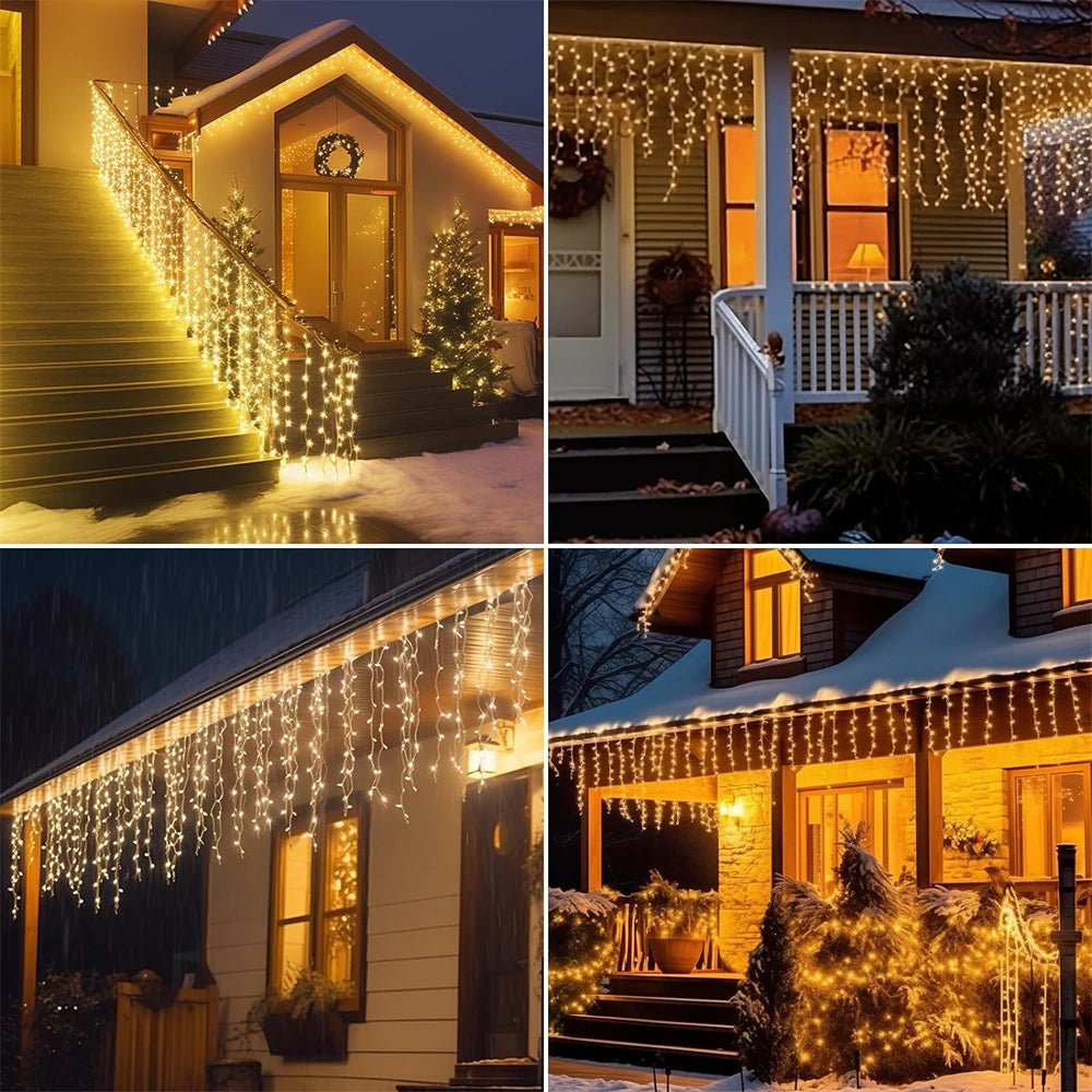 Christmas Outdoor Lights 20m Street Garland Winter Led Icicl