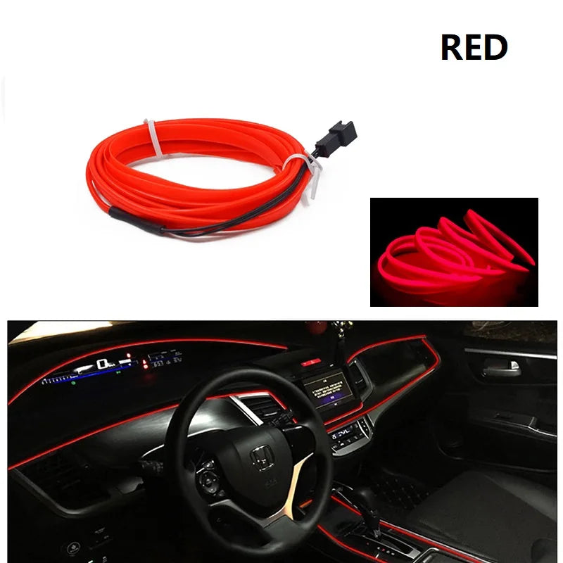 10m/3m/5m Neon LED Car Interior Lighting Strips Auto LED Strip Garland EL Wire Rope Car Decoration lamp Flexible Tube 12V
