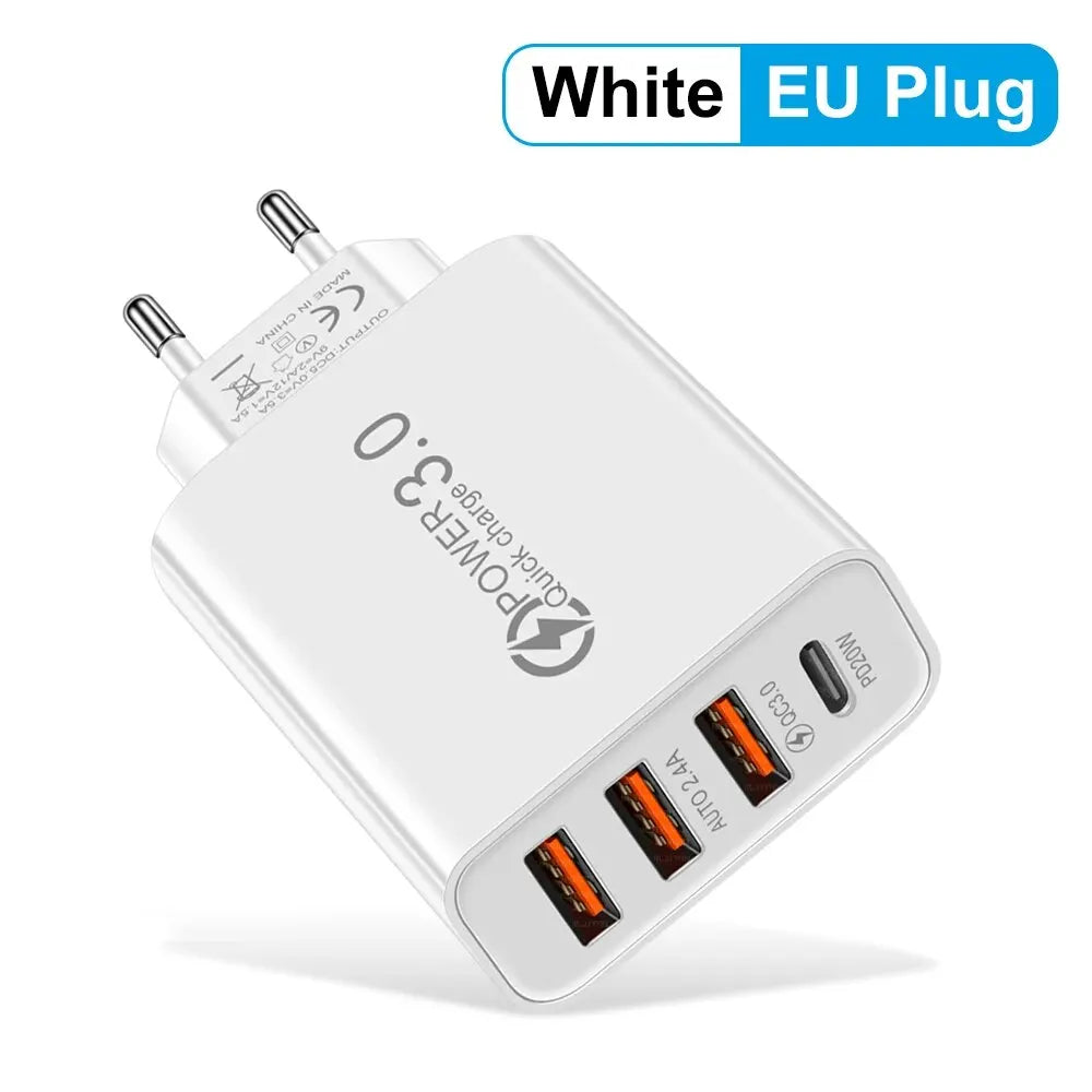 Total 20W Multi Port Wall Charger USB PD Adapter For Xiaomi iPhone 13 12 for Samsung Mobile Phone Plug Charging