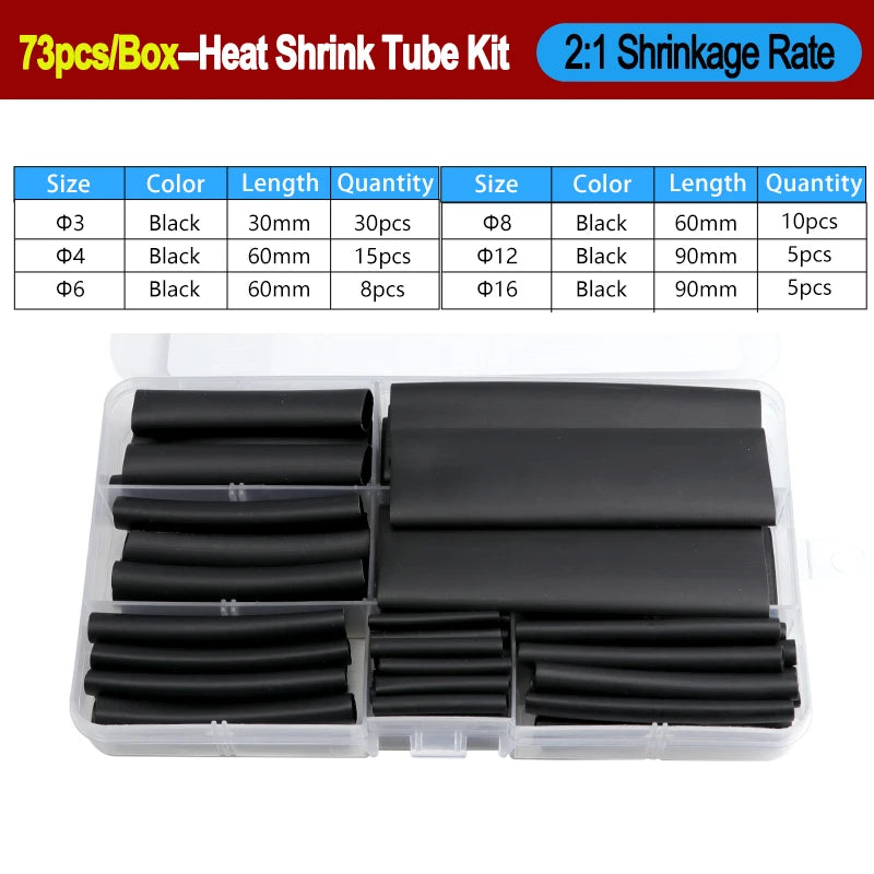 2 1/ 3 1/4 1 Heat Shrink Tube Set 73 900pcs Shrinkage Tubing Kit Cable Repair Protecter Wire Insulation Thermoresistant Sleeving