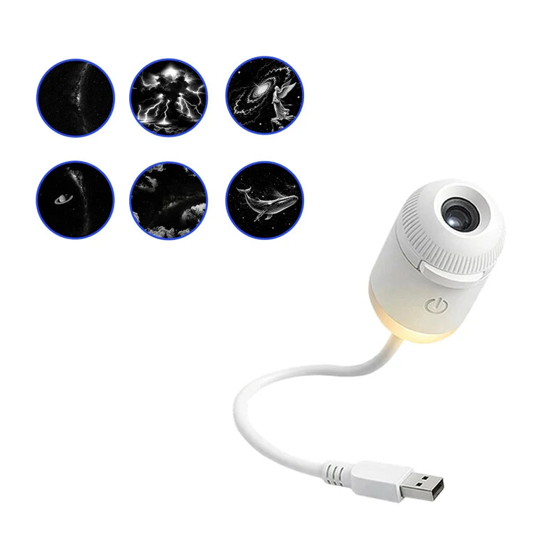 2 in 1 Mini USB Galaxy Star Projector Night Light With Film Adjustable Brightness Starry Sky Ambient Light For Bedroom Car Decor