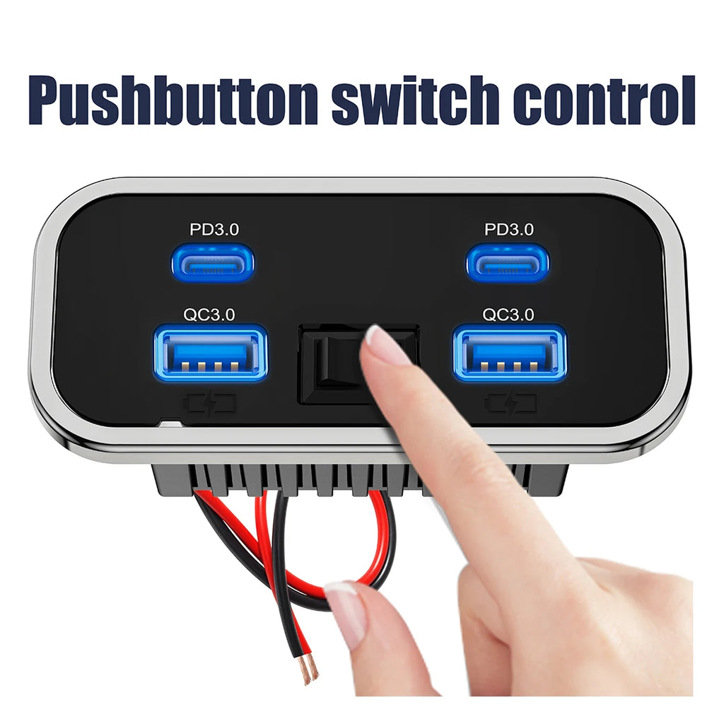 12/24V QC3.0 PD Car Charger Socket Quick Charge Dual USB Dua