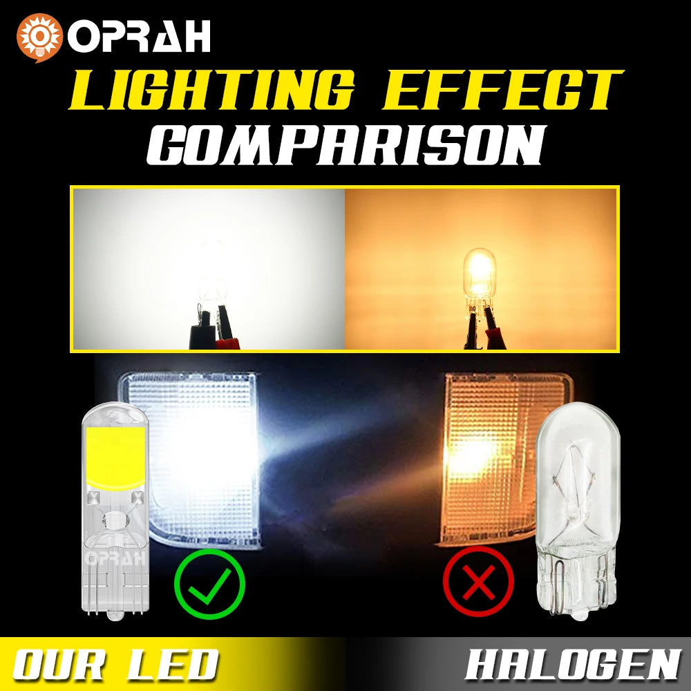 Oprah 2pcs LED T10 W5W Light Sapphire COB Glass Canbus For C