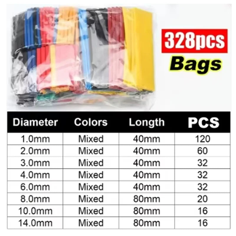 127-750pcs Thermoretractile Heat Shrink Tubing set Wire Connectors Heat Shrink Tube Wrapping for Cable Heat-shrinkable Sheath