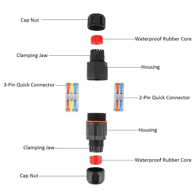 IP68 Waterproof Joint Wire Quick Connection Connector 2/3 Pi