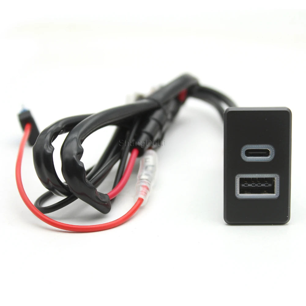 Car USB Charger PD Fast Phone Charging QC3.0 Dual Port Inter