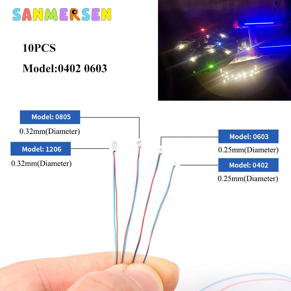 10pcs/Lot 0402 0603 SMD Lamp Wired Micro Led Pre-Soldered La