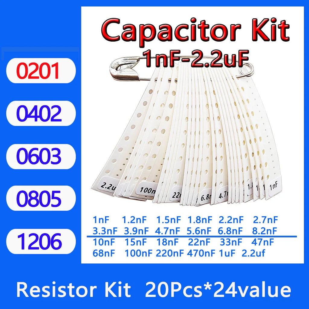 Capacitor Kit 0201 0402 0603 0805 1206 SMD Capacity Package 