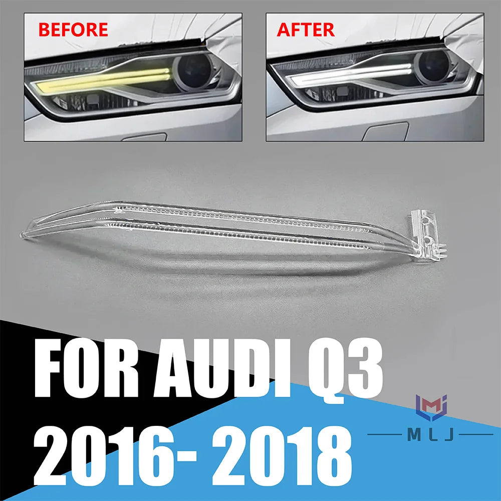 Angel Eyes Daytime Running Light Tube Replacement LED Headlight DRL Light Guide Strip For Audi Q3 2016- 2018